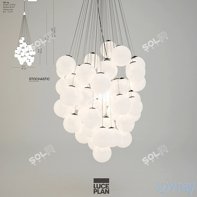 Stylish Stochastik Suspension Light 3D model image 2