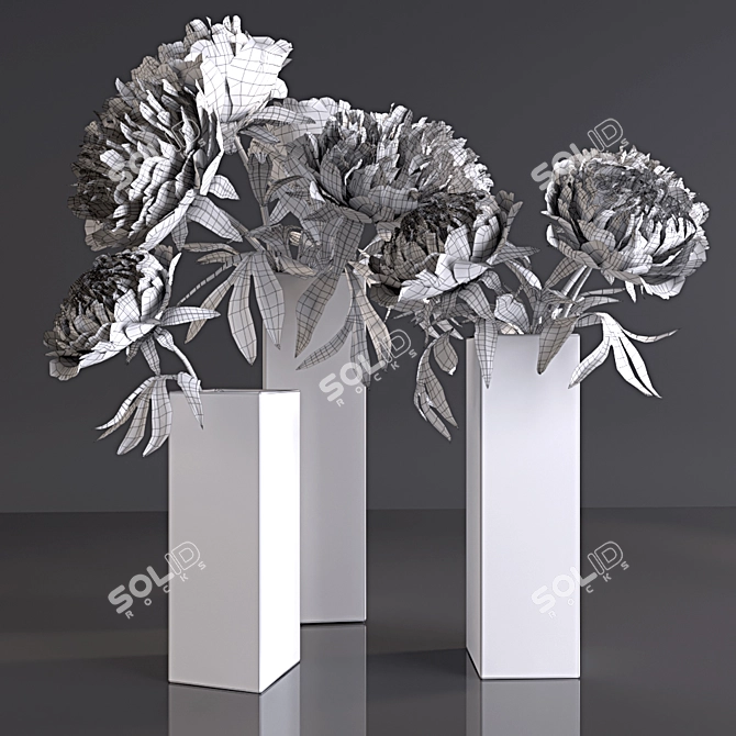 Elegant Peonies Bouquet 3D model image 3