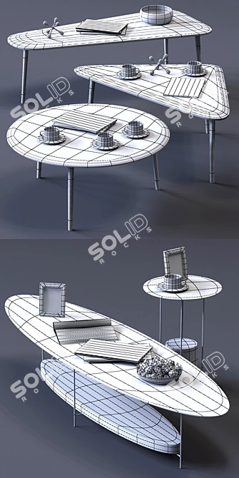 Elegant Molteni&C Coffee Tables Set 3D model image 3