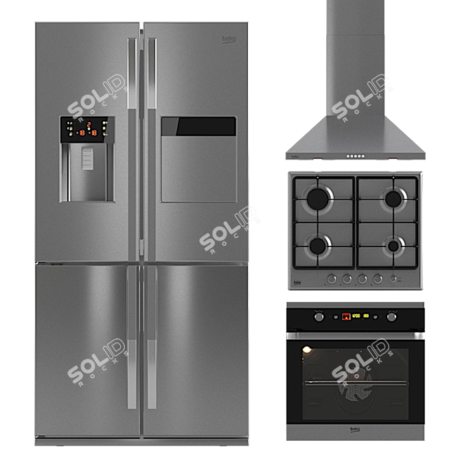 Stylish Set of BEKO Kitchen Appliances 3D model image 1