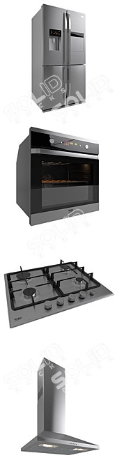 Stylish Set of BEKO Kitchen Appliances 3D model image 2