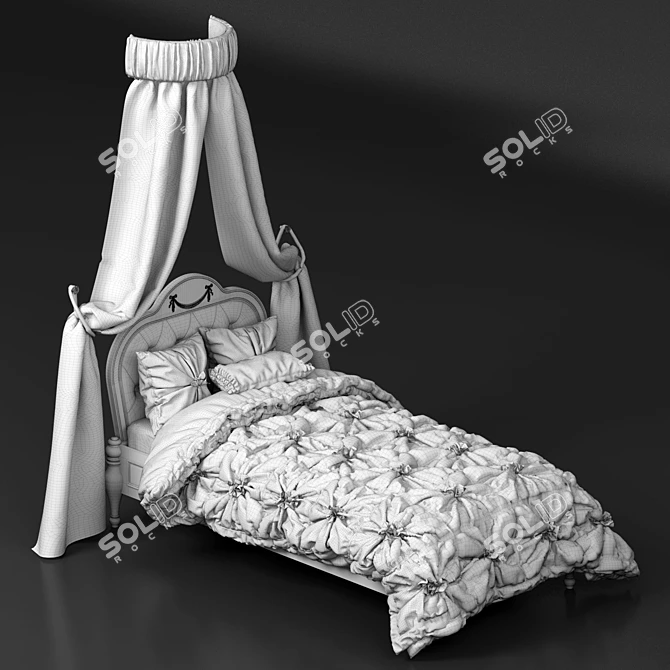 Elegant Cristel Bed - White & Pastel Tones 3D model image 3