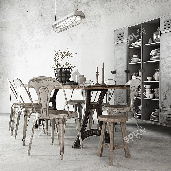 Modern Dining Set 3D model image 1