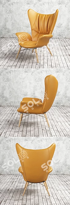 Title: Modern Metal and Leather Armchair 3D model image 2