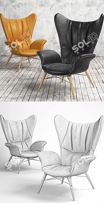 Title: Modern Metal and Leather Armchair 3D model image 3