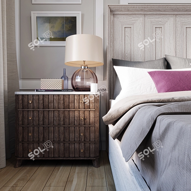 Malibu King Bed with Paneled Headboard - California Dream 3D model image 3