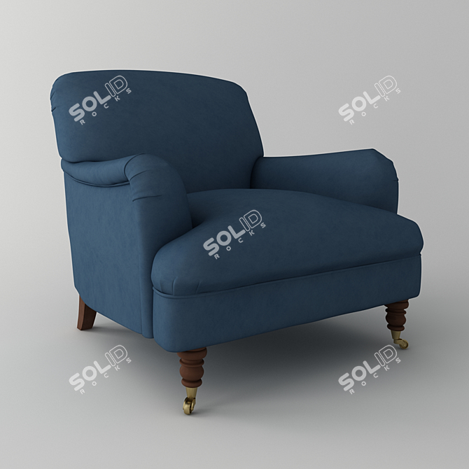 Midnight Blue Accent Chair: Timeless Elegance 3D model image 1