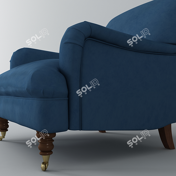 Midnight Blue Accent Chair: Timeless Elegance 3D model image 3