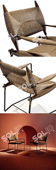 Mcguirefurniture Corona Baton Arm Chair 3D model image 2