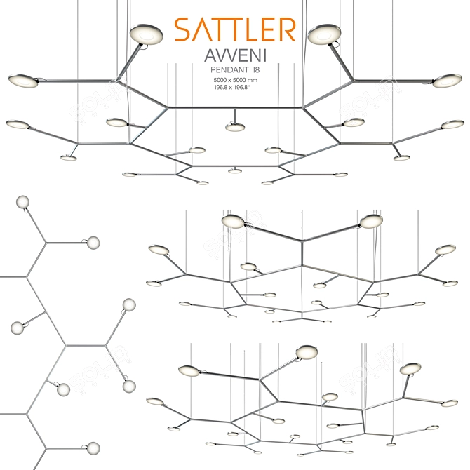 Sleek and Stylish Sattler Pendant 3D model image 1