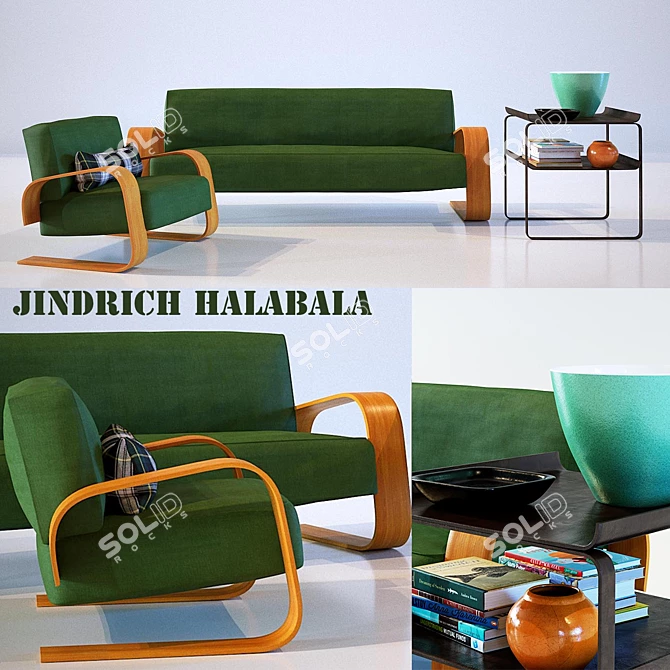Modernized Classic: Jindrich Halabala Set 3D model image 1