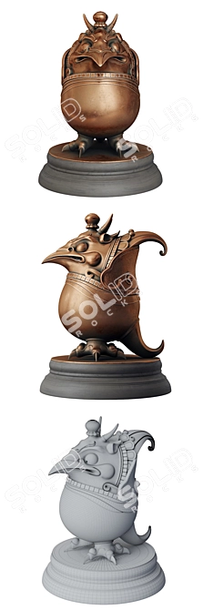 Copper Garuda Statue 3D model image 2