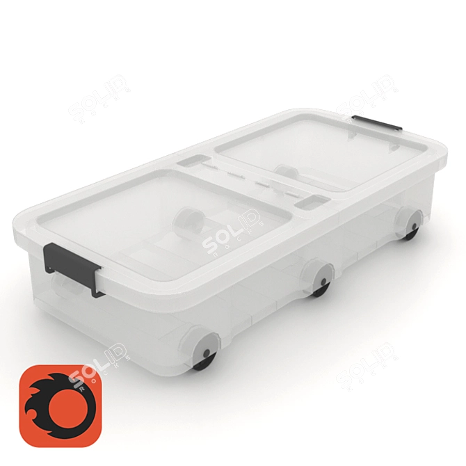 Mobile Storage Box with Wheels 3D model image 1