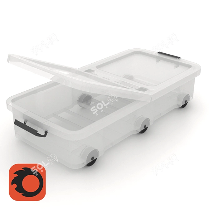 Mobile Storage Box with Wheels 3D model image 2