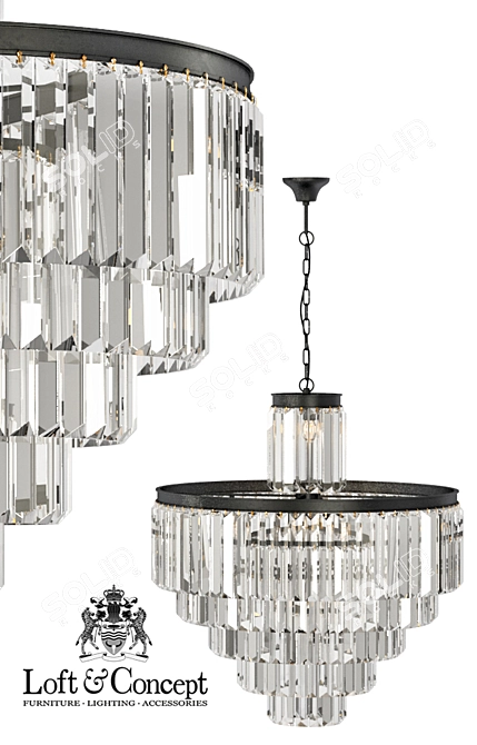 Vintage Odeon Fringe Chandelier - Clear Glass 3D model image 2