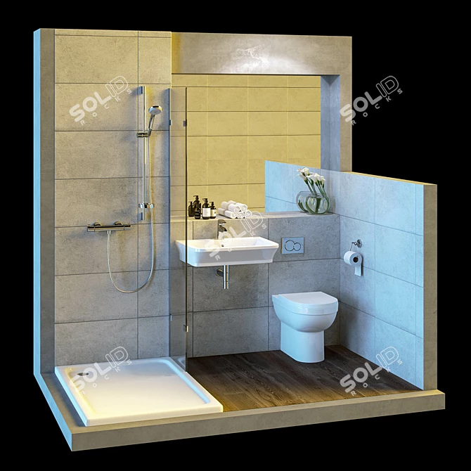 Contemporary Bathroom Collection 3D model image 1