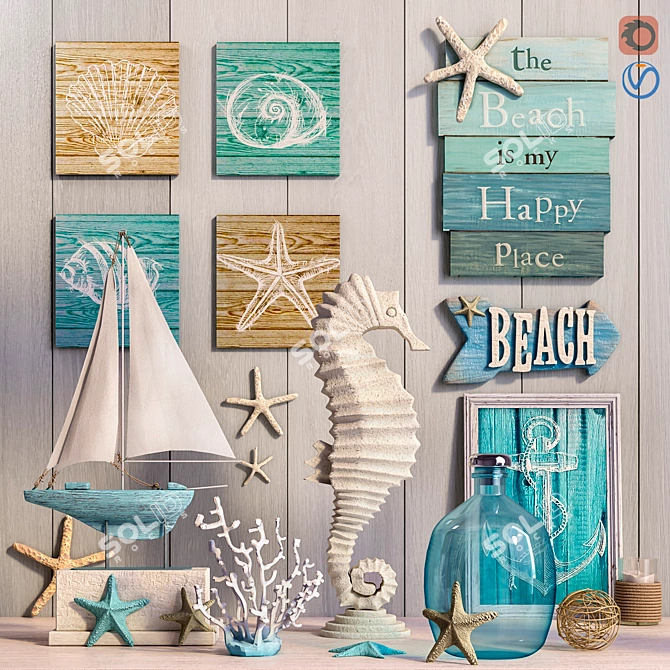 Seaside Delights Decor Set 3D model image 1