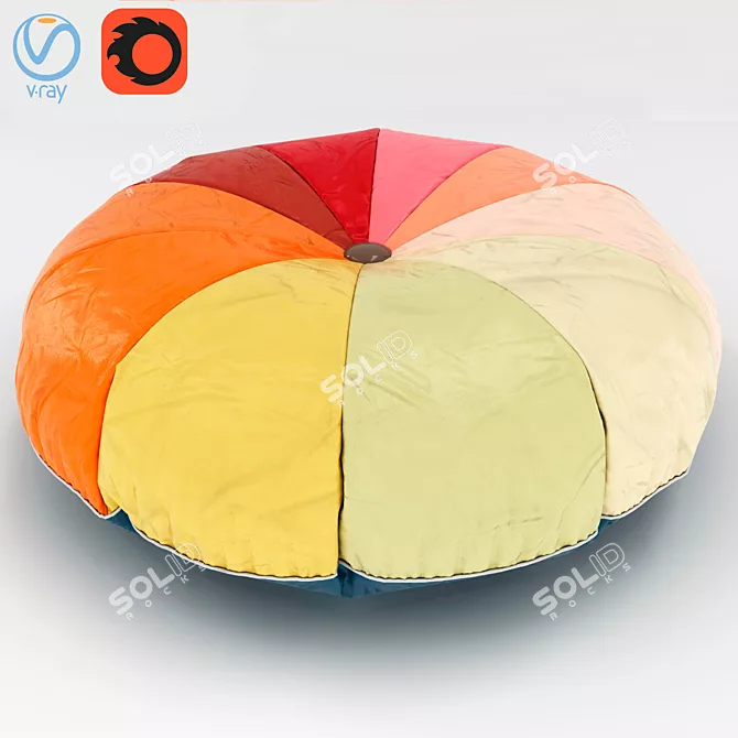 Padded Pouf Stool 3D model image 1