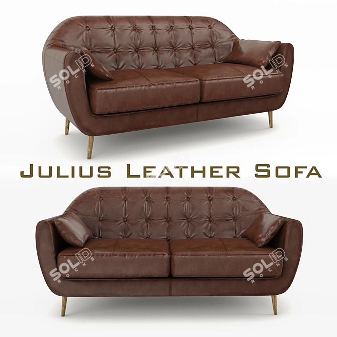 Sleek Julius Leather Sofa 3D model image 1