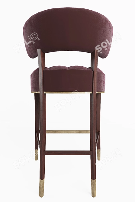 Velvet Zulu Counter Stool: Ash Legs & Brass Details 3D model image 2