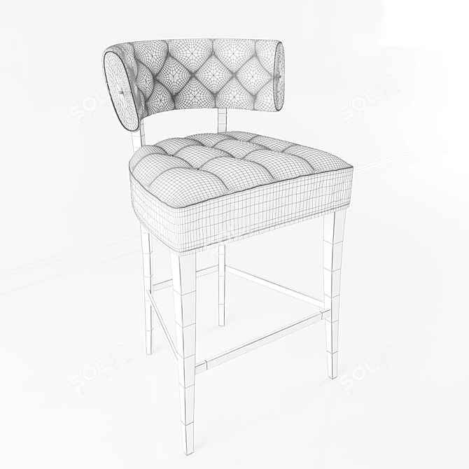 Velvet Zulu Counter Stool: Ash Legs & Brass Details 3D model image 3