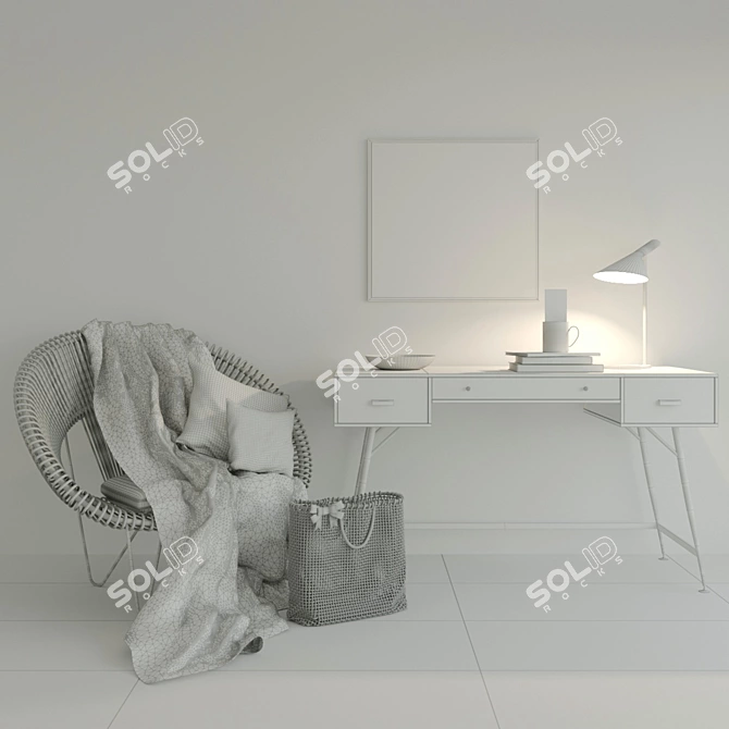 Elegant Office Set: Modway Desk, Flashlight Lamp, and Cruz Cocoon 3D model image 3