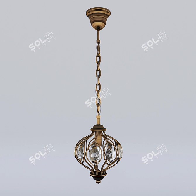 Fes Pendant Lamp: Crystal & Metal, Brown (1-Light) 3D model image 1