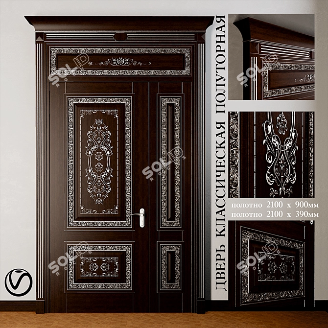 Classic Carved Half Door: 3D Max Model 3D model image 1