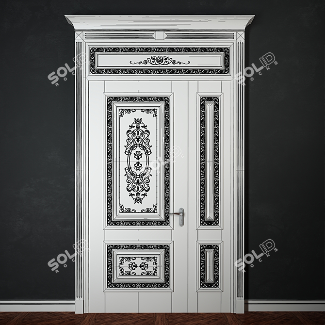 Classic Carved Half Door: 3D Max Model 3D model image 2