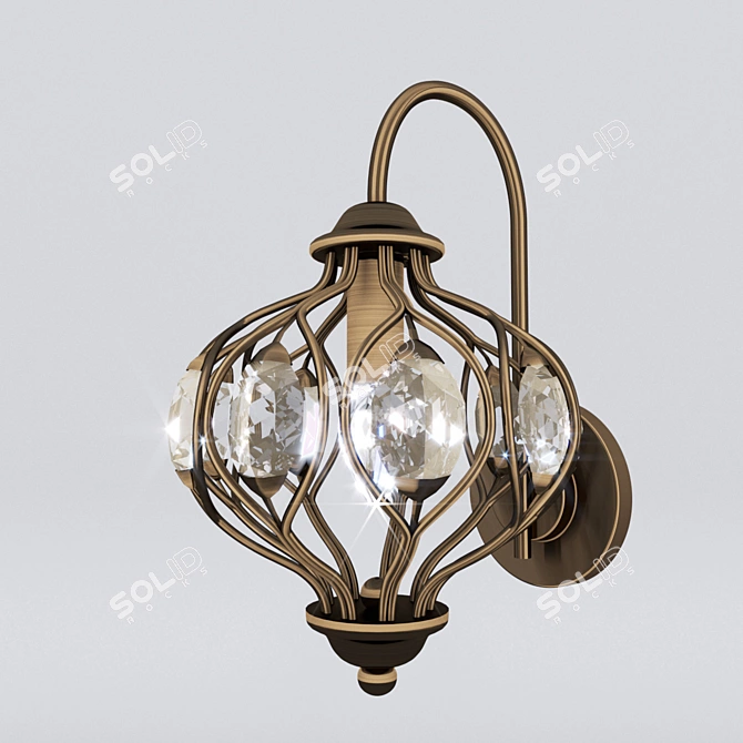 Elegant Crystal Wall Sconce 3D model image 1