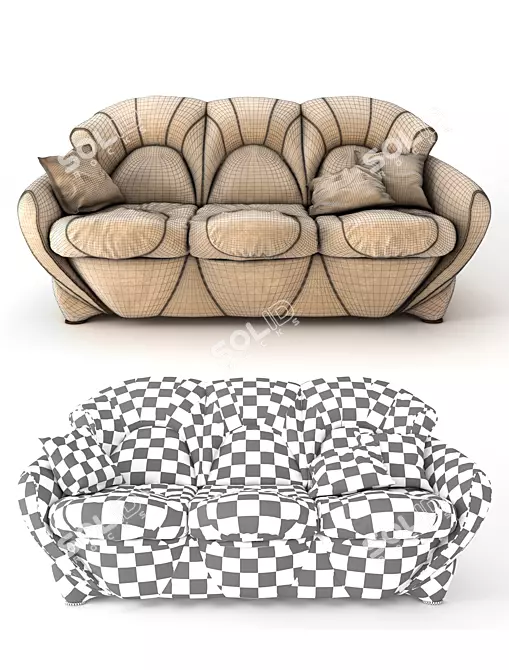 Elegant Classic Sofa 3D model image 3