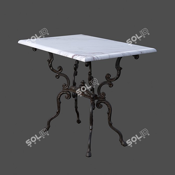 19th Century French Iron & Marble Table 3D model image 1