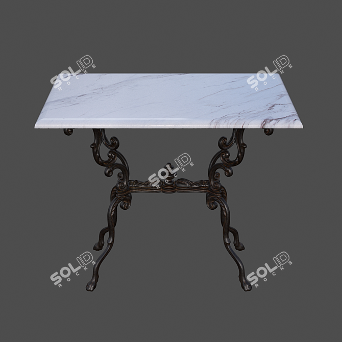 19th Century French Iron & Marble Table 3D model image 2