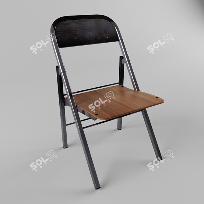 Vintage Metal Chair - Stylish Antique Design 3D model image 1