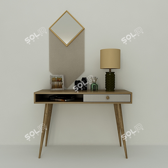 Elegant Wall Table & Decor 3D model image 1