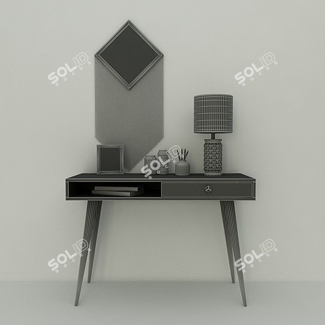 Elegant Wall Table & Decor 3D model image 2