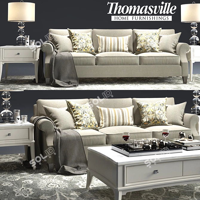 Elegant Tawny Sofa Set 3D model image 1