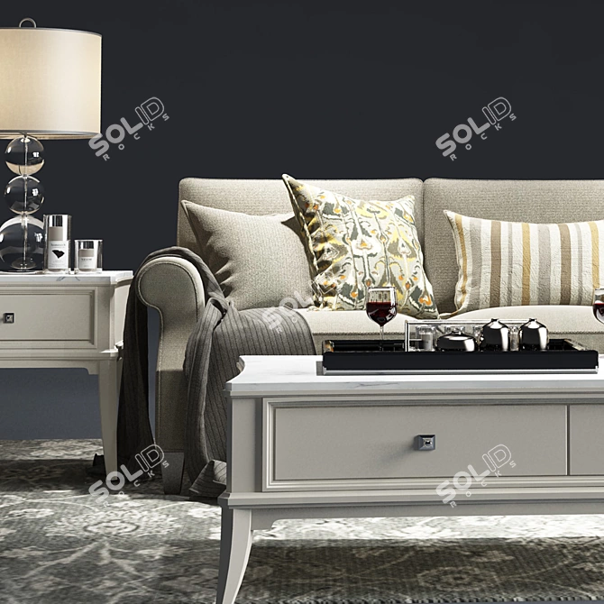 Elegant Tawny Sofa Set 3D model image 2