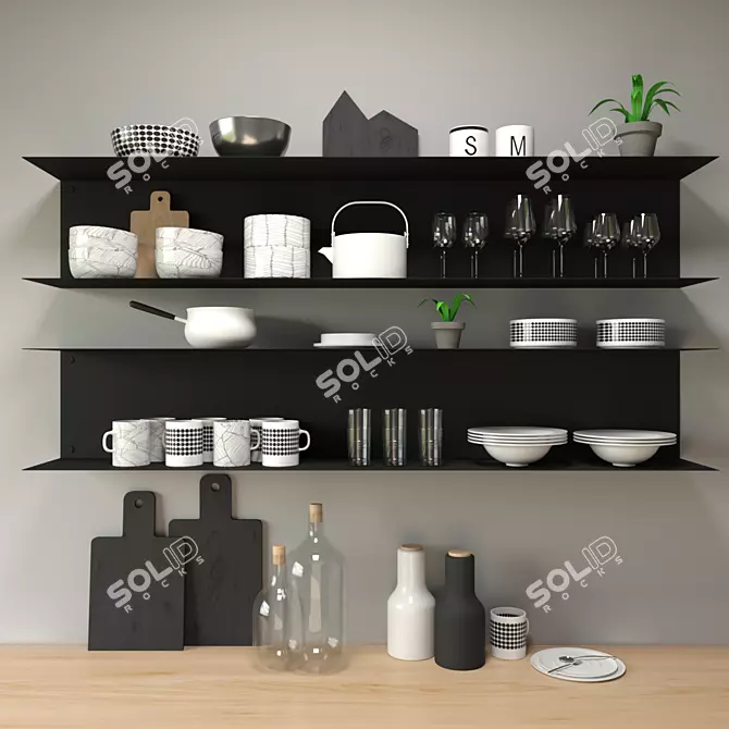 Elegant Kitchen Décor Set 3D model image 1