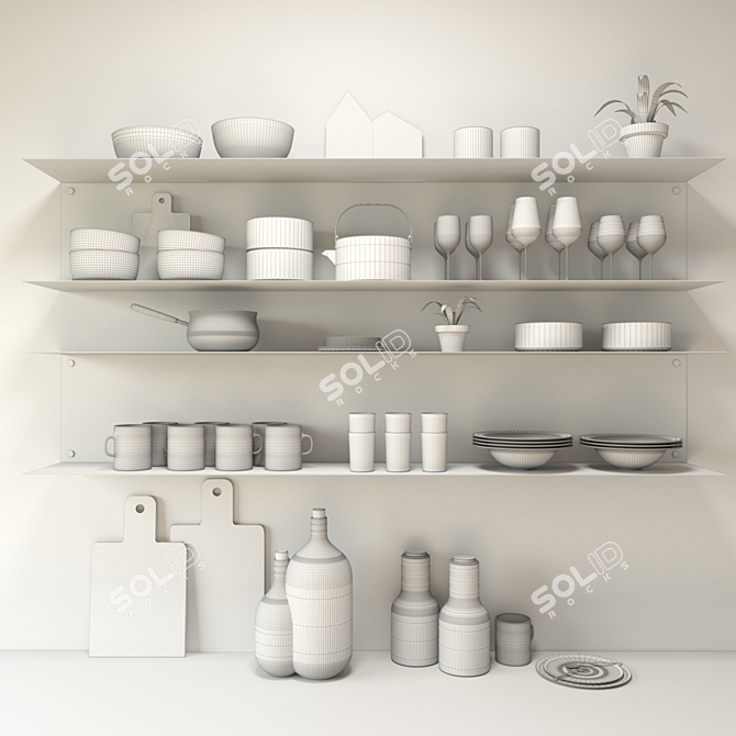 Elegant Kitchen Décor Set 3D model image 2