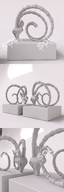 Elegant Ibex Bookend Set 3D model image 3