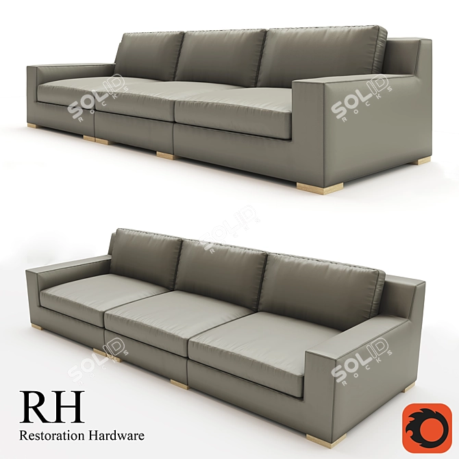 Modena Leather Sofa Sectional 3D model image 1