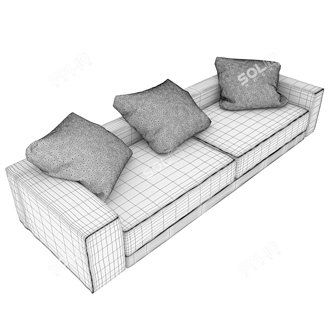 Modern Style Sofa with Pillows 3D model image 3