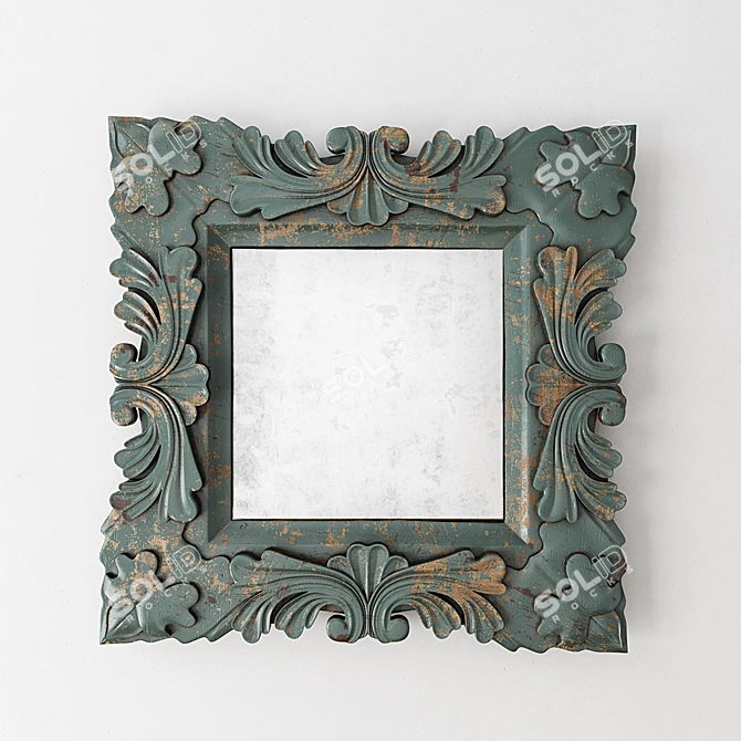 Baroque Square Mirror - Elegant Home Decor 3D model image 1