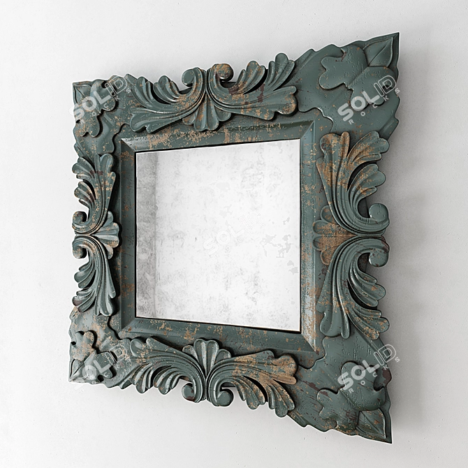 Baroque Square Mirror - Elegant Home Decor 3D model image 2