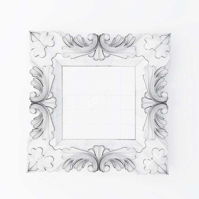 Baroque Square Mirror - Elegant Home Decor 3D model image 3