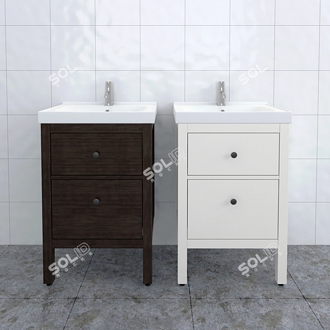 Ikea Hemnes 2-Drawer Wash-Stand with Odensvik Basin 3D model image 1