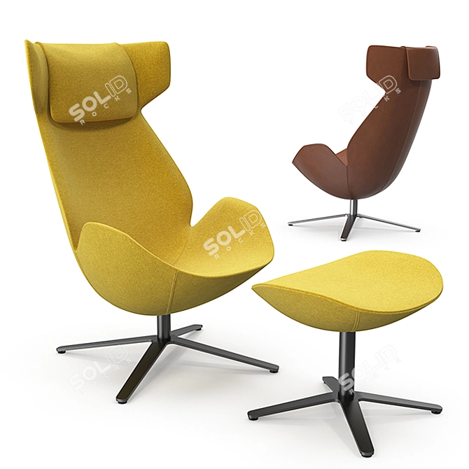 Sleek Tacchini Shelter Chair & Ottoman 3D model image 1