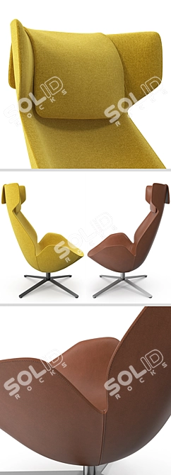 Sleek Tacchini Shelter Chair & Ottoman 3D model image 2