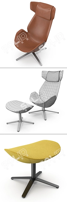 Sleek Tacchini Shelter Chair & Ottoman 3D model image 3